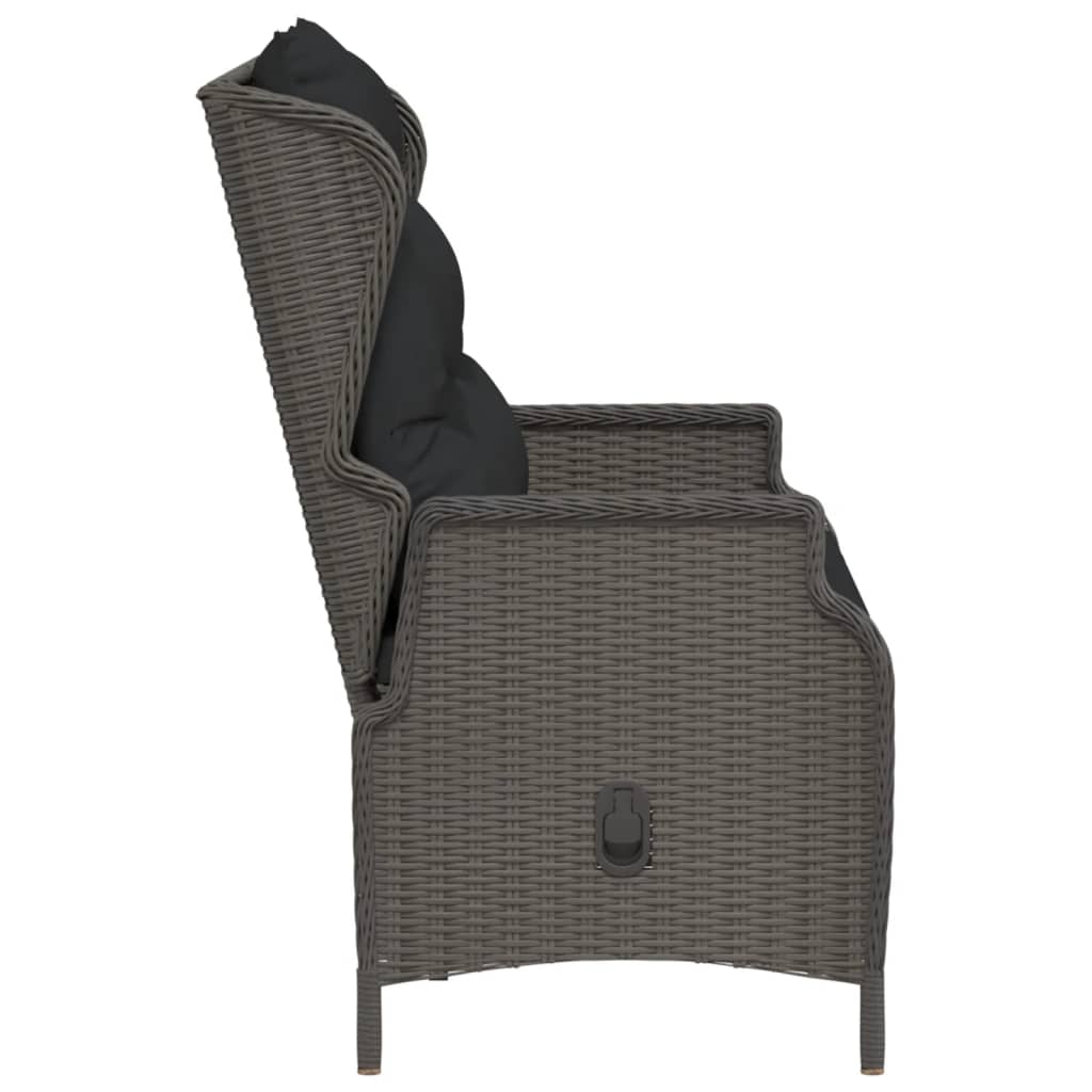 Gartenbank 2-Sitzer mit Kissen Schwarz Poly Rattan