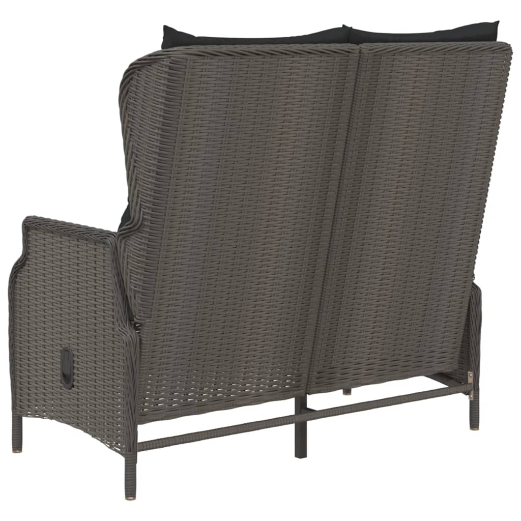 Gartenbank 2-Sitzer mit Kissen Schwarz Poly Rattan