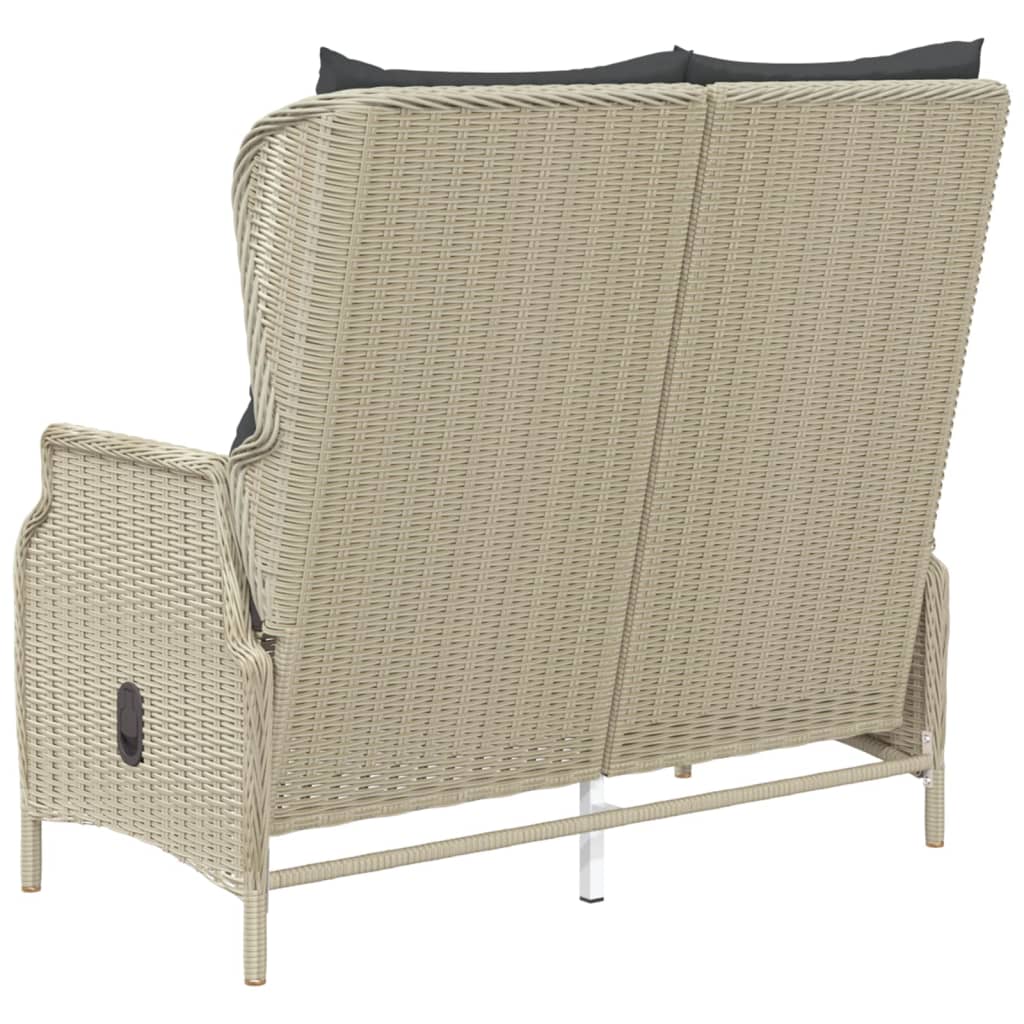 Gartenbank 2-Sitzer mit Kissen Hellgrau Poly Rattan