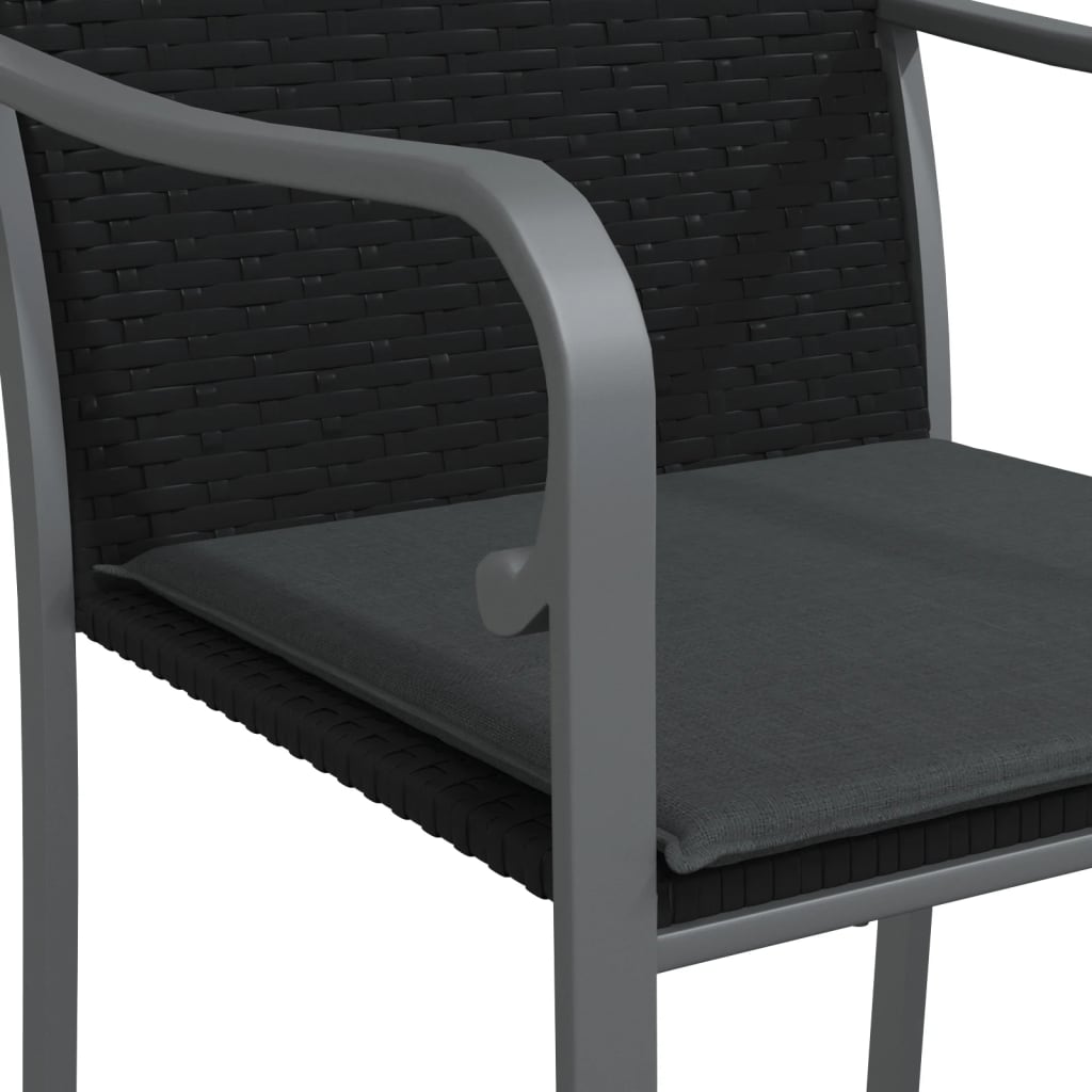 Gartenstühle mit Kissen 2 Stk. Schwarz 56x59x84 cm Poly Rattan