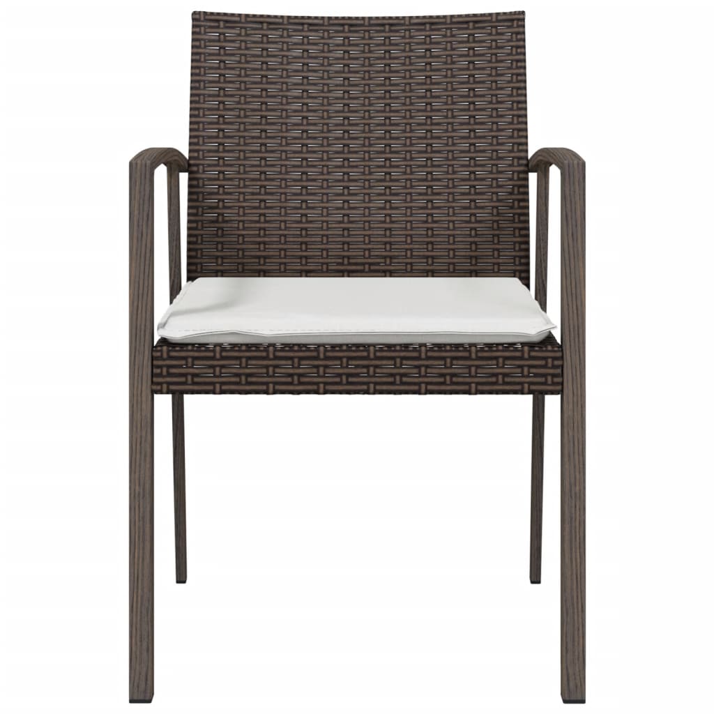 Gartenstühle mit Kissen 2 Stk. Braun 56,5x57x83 cm Poly Rattan