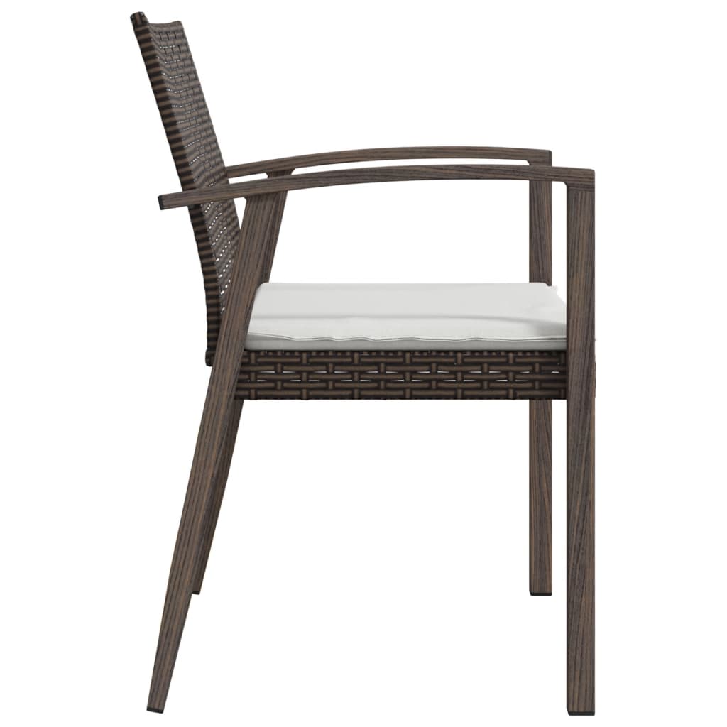 Gartenstühle mit Kissen 2 Stk. Braun 56,5x57x83 cm Poly Rattan