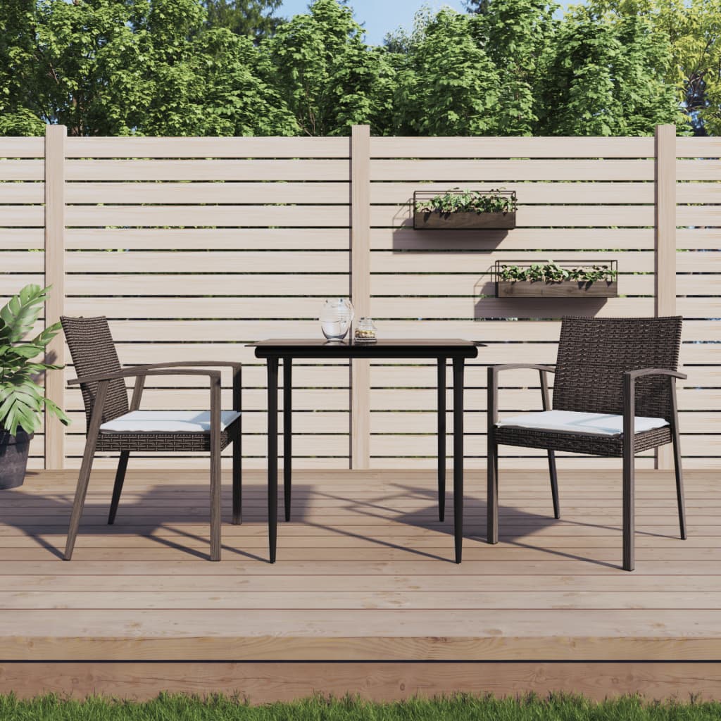 Gartenstühle mit Kissen 2 Stk. Braun 56,5x57x83 cm Poly Rattan