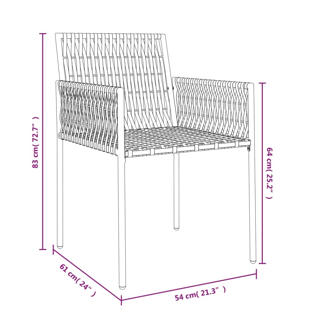 Gartenstühle mit Kissen 2 Stk. Braun 54x61x83 cm Poly Rattan