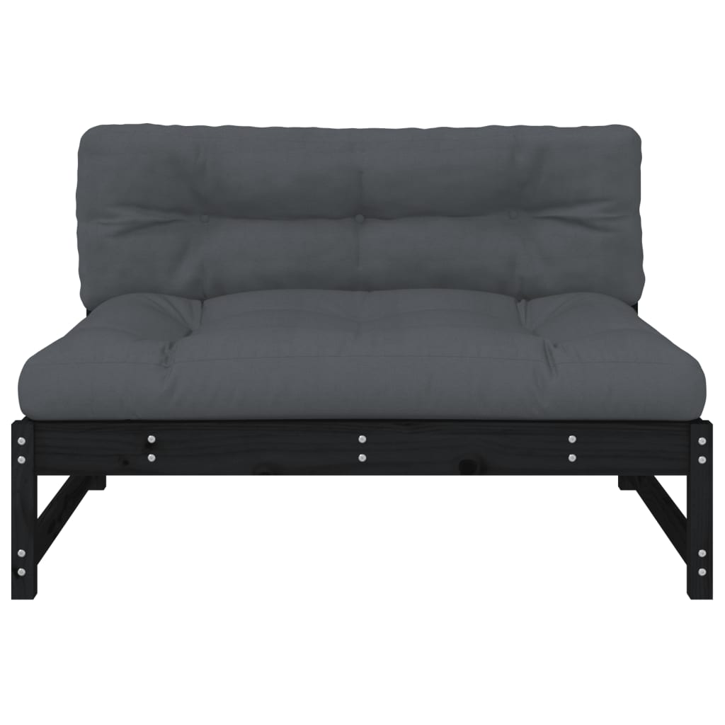 Mittelsofa Schwarz 120x80 cm Massivholz Kiefer