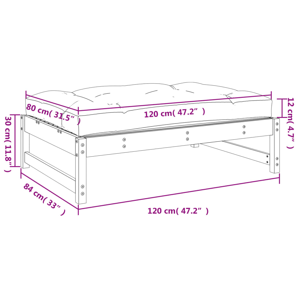 Gartenhocker 120x80 cm Massivholz Douglasie