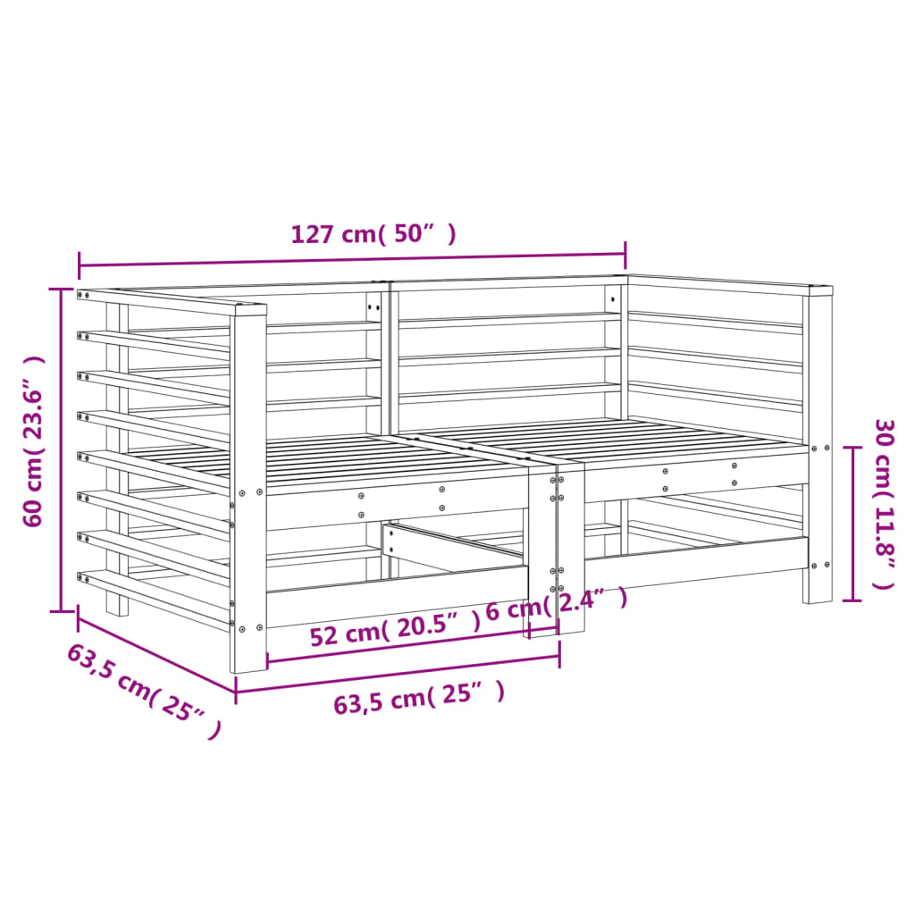 Garten-Ecksofas 2 Stk. Grau Massivholz Kiefer