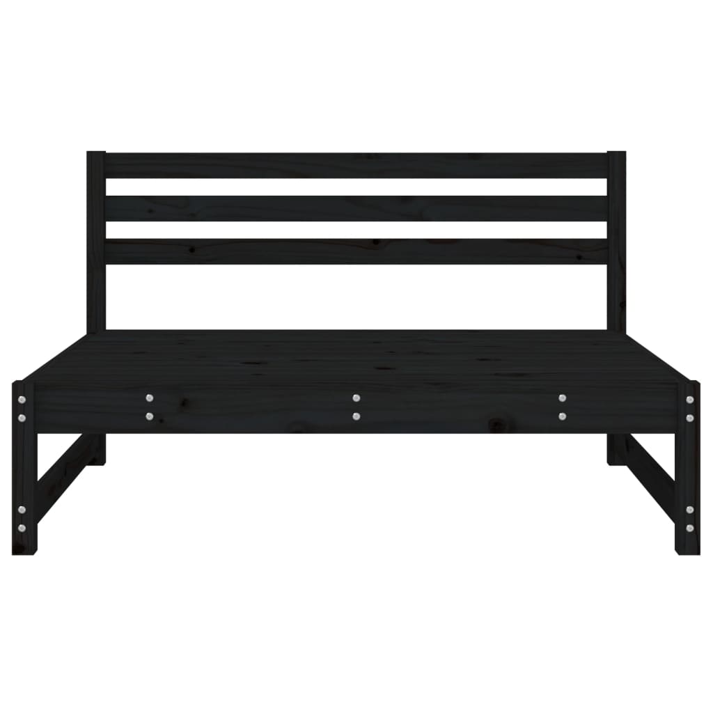 Garten-Mittelsofa Schwarz 120x80 cm Massivholz Kiefer