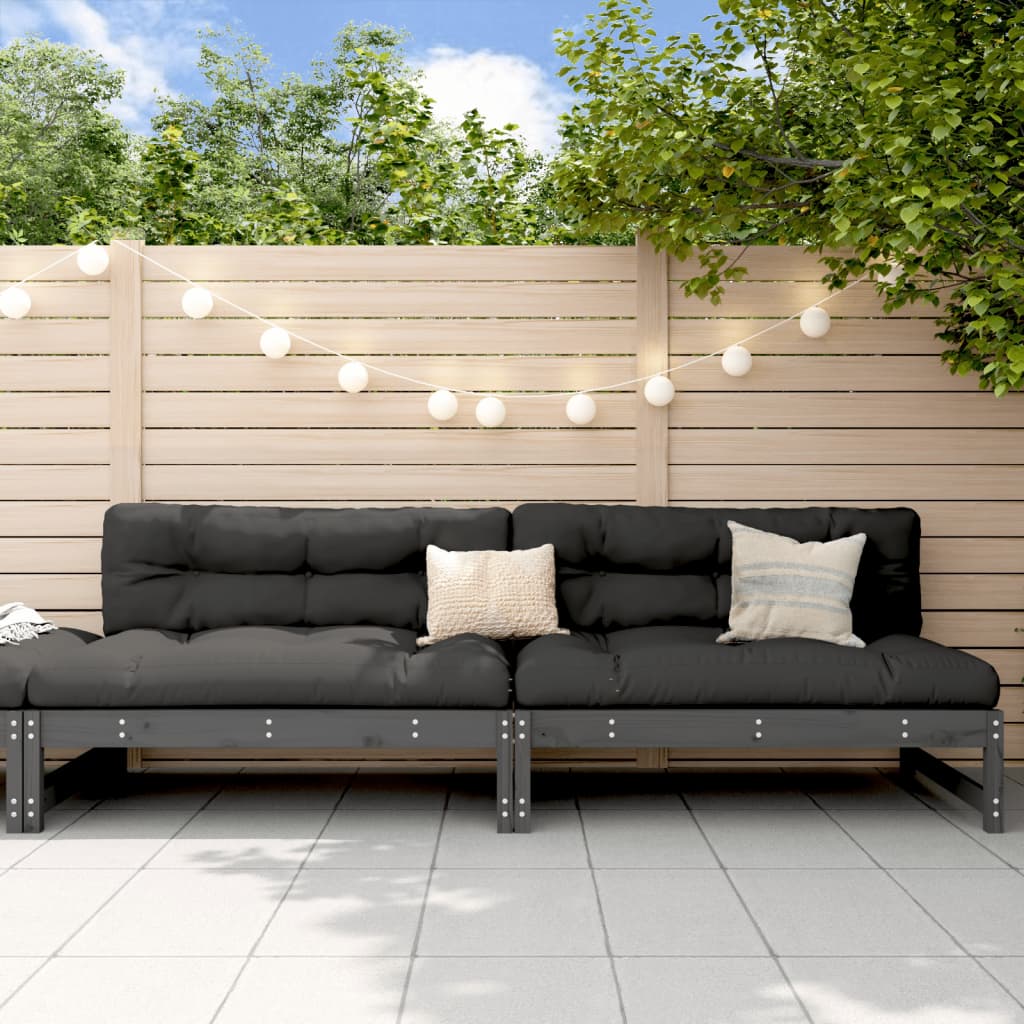 Garten-Mittelsofas 2 Stk. Grau 120x80 cm Massivholz Kiefer