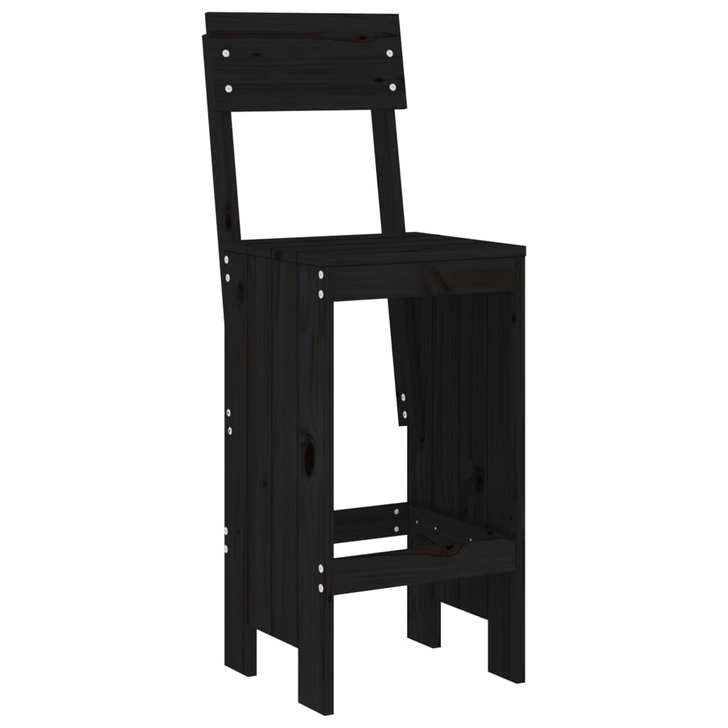 Barhocker 2 Stk. Schwarz 40x48,5x115,5cm Massivholz Kiefer