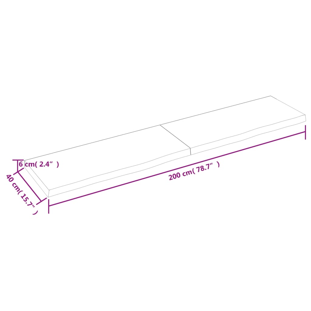 Wandregal 200x40x(2-6) cm Massivholz Eiche Unbehandelt