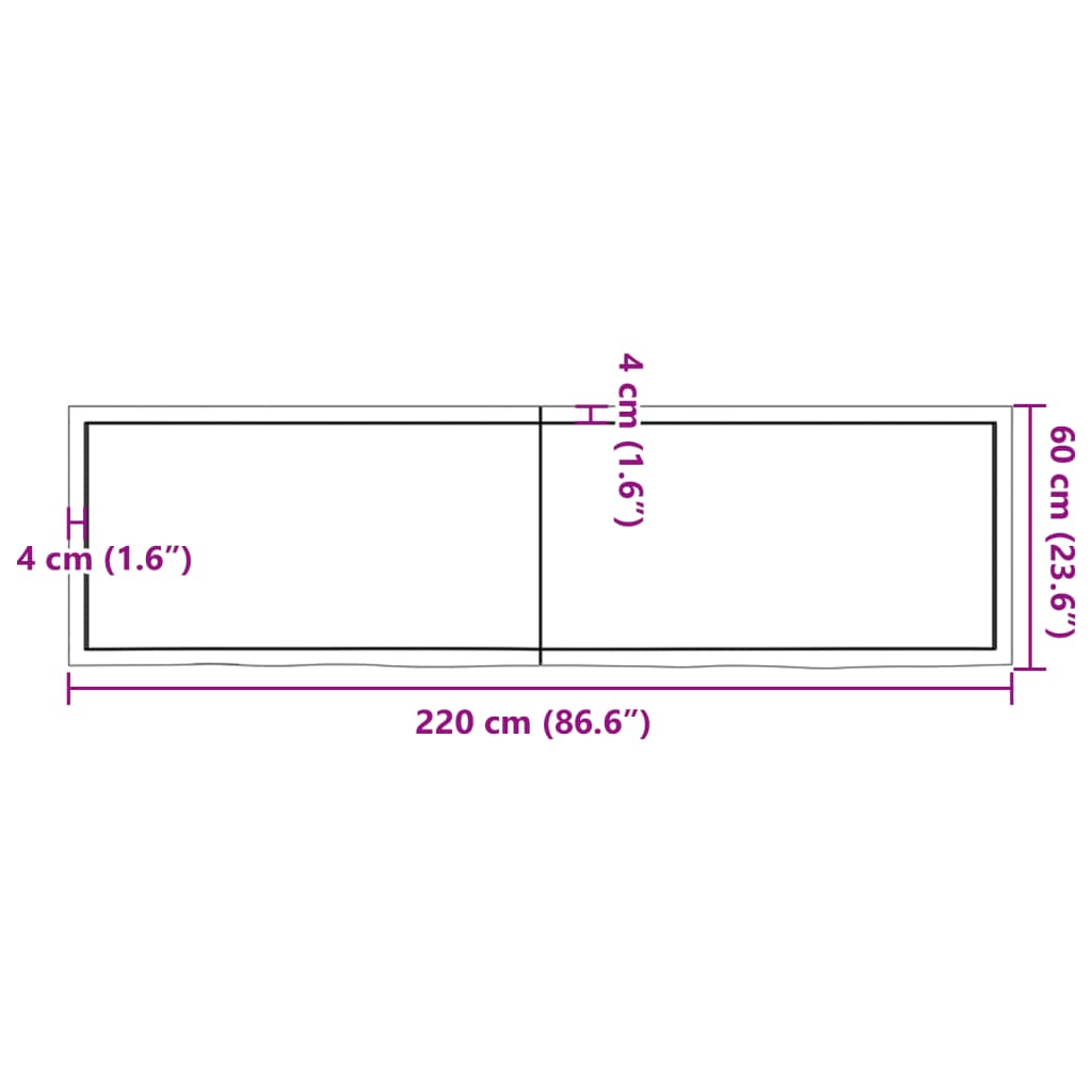 Wandregal 220x60x(2-6) cm Massivholz Eiche Unbehandelt