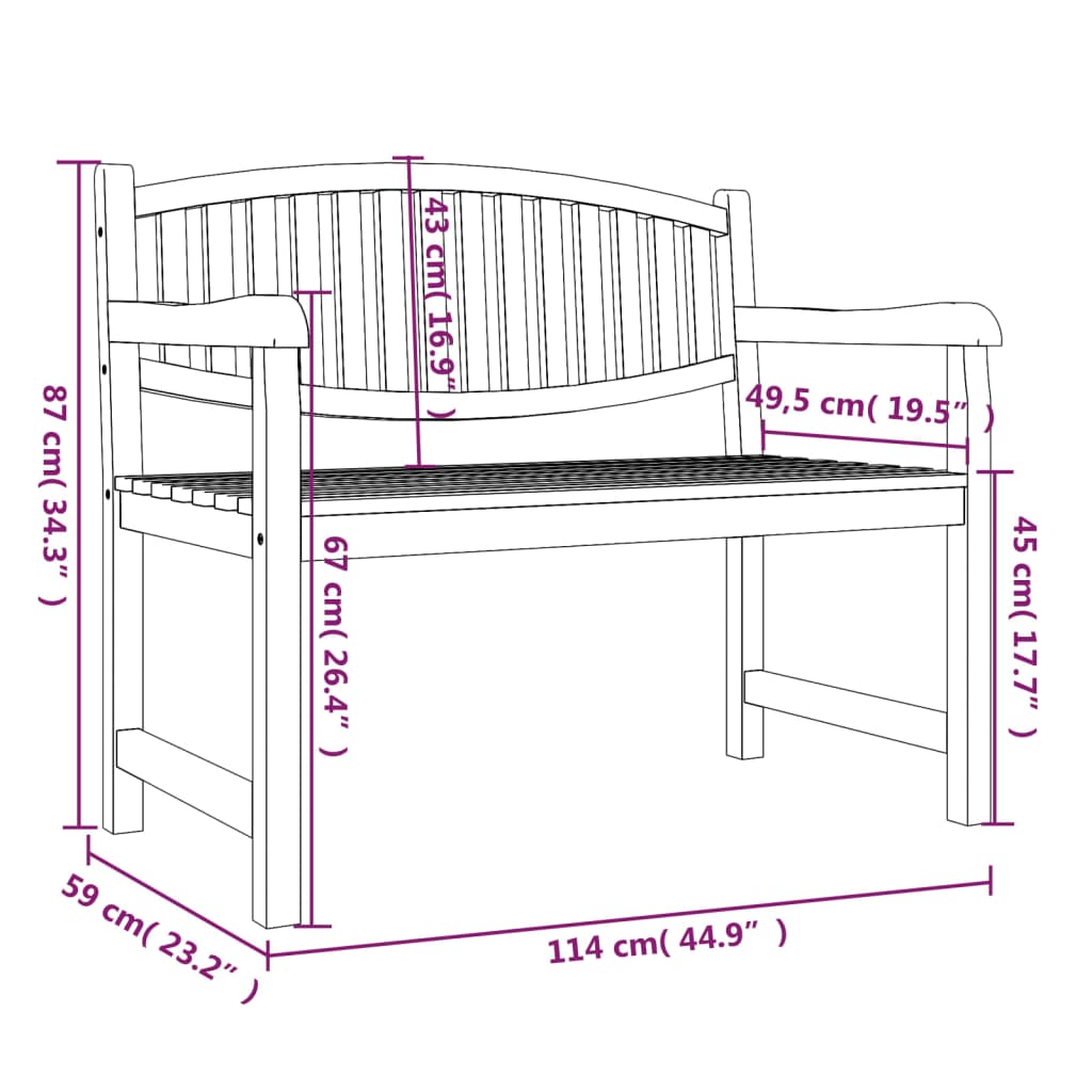 Gartenbank 114x59x87 cm Massivholz Teak