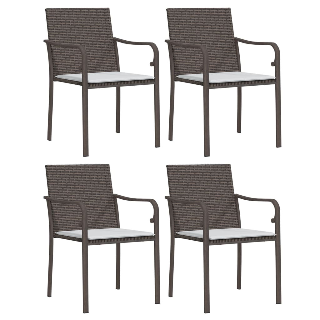 Gartenstühle mit Kissen 4 Stk. Braun 56x59x84 cm Poly Rattan