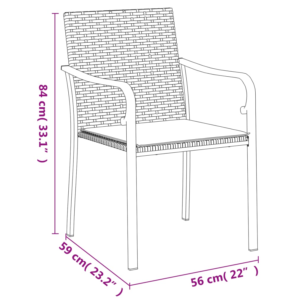 Gartenstühle mit Kissen 6 Stk. Braun 56x59x84 cm Poly Rattan