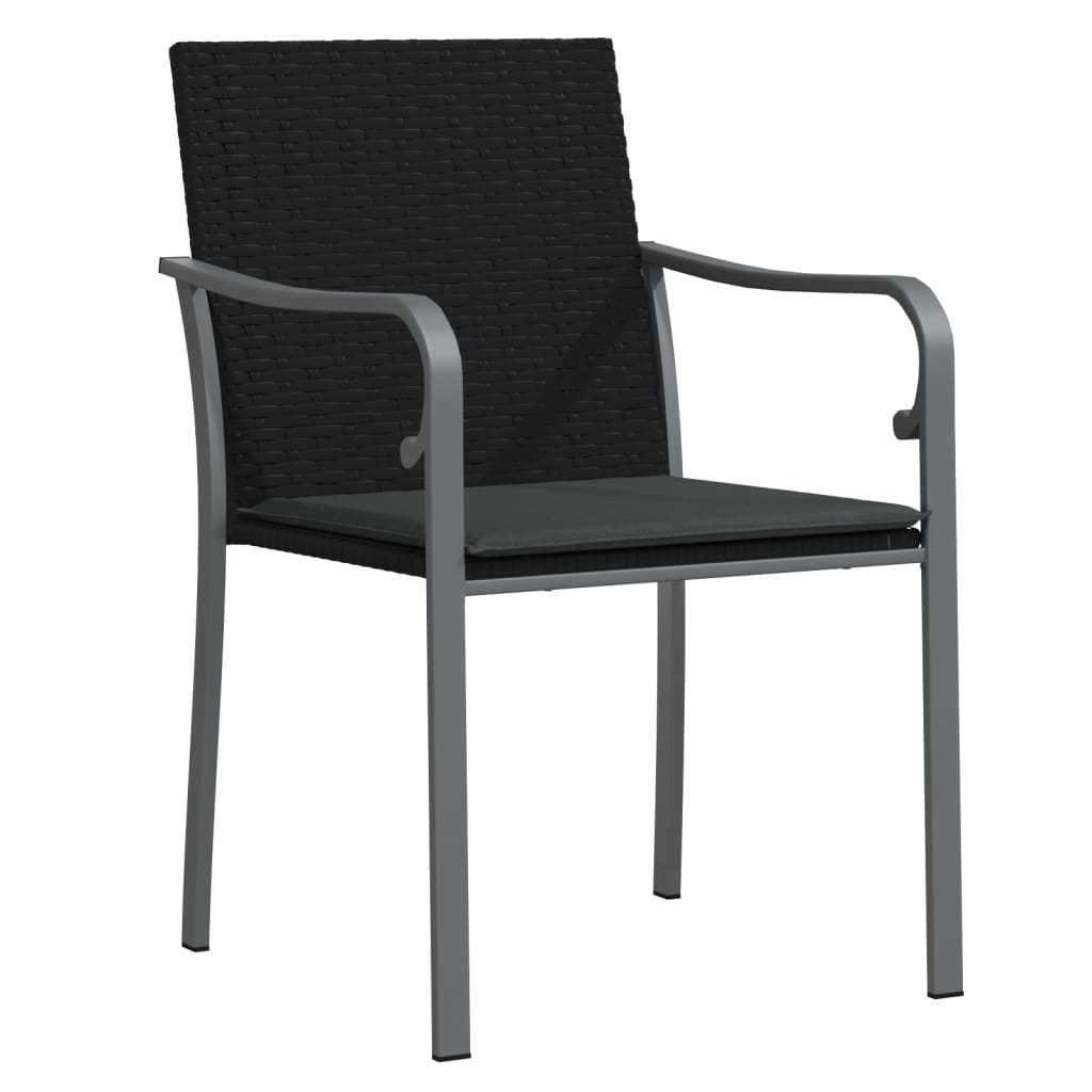 Gartenstühle mit Kissen 6 Stk. Schwarz 56x59x84 cm Poly Rattan