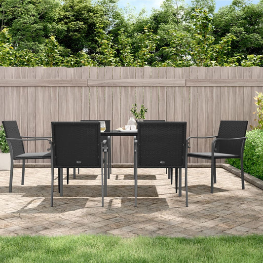 Gartenstühle mit Kissen 6 Stk. Schwarz 56x59x84 cm Poly Rattan