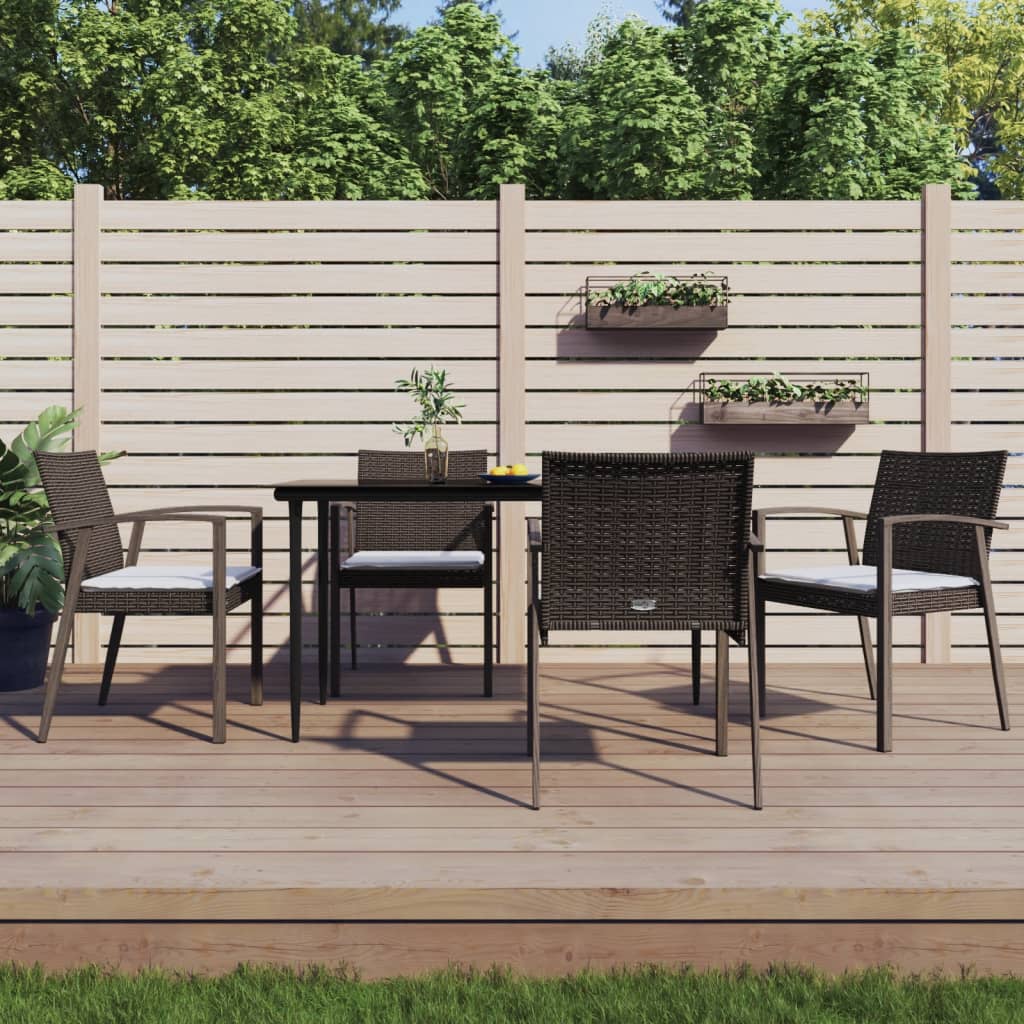 Gartenstühle mit Kissen 4 Stk. Braun 56,5x57x83 cm Poly Rattan