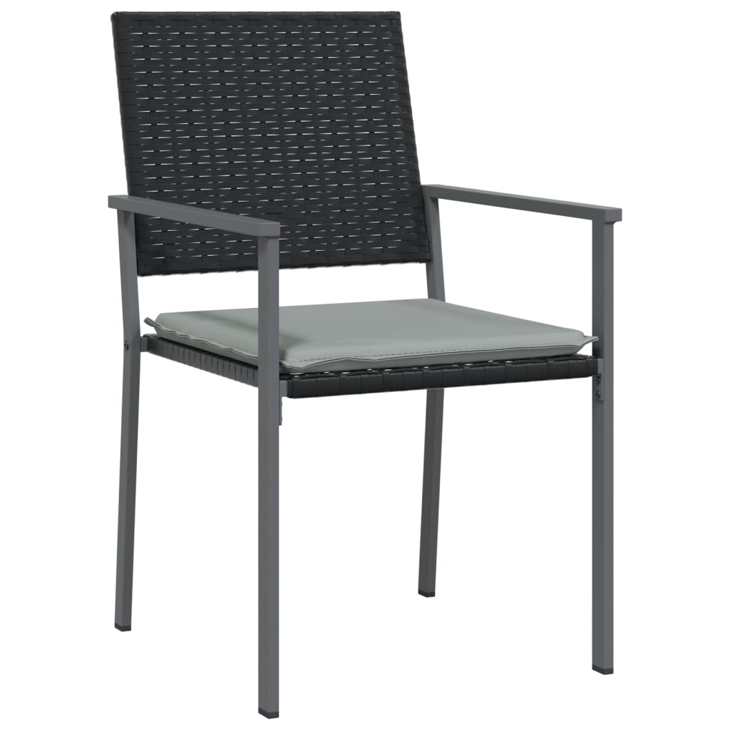 Gartenstühle mit Kissen 4 Stk. Schwarz 54x62,5x89cm Poly Rattan