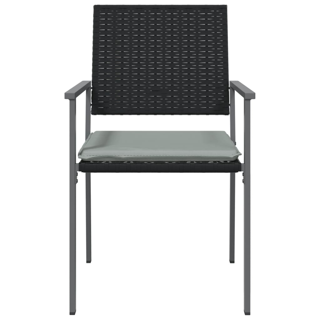 Gartenstühle mit Kissen 4 Stk. Schwarz 54x62,5x89cm Poly Rattan