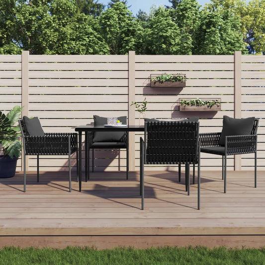 Gartenstühle mit Kissen 4 Stk. Schwarz 54x61x83 cm Poly Rattan