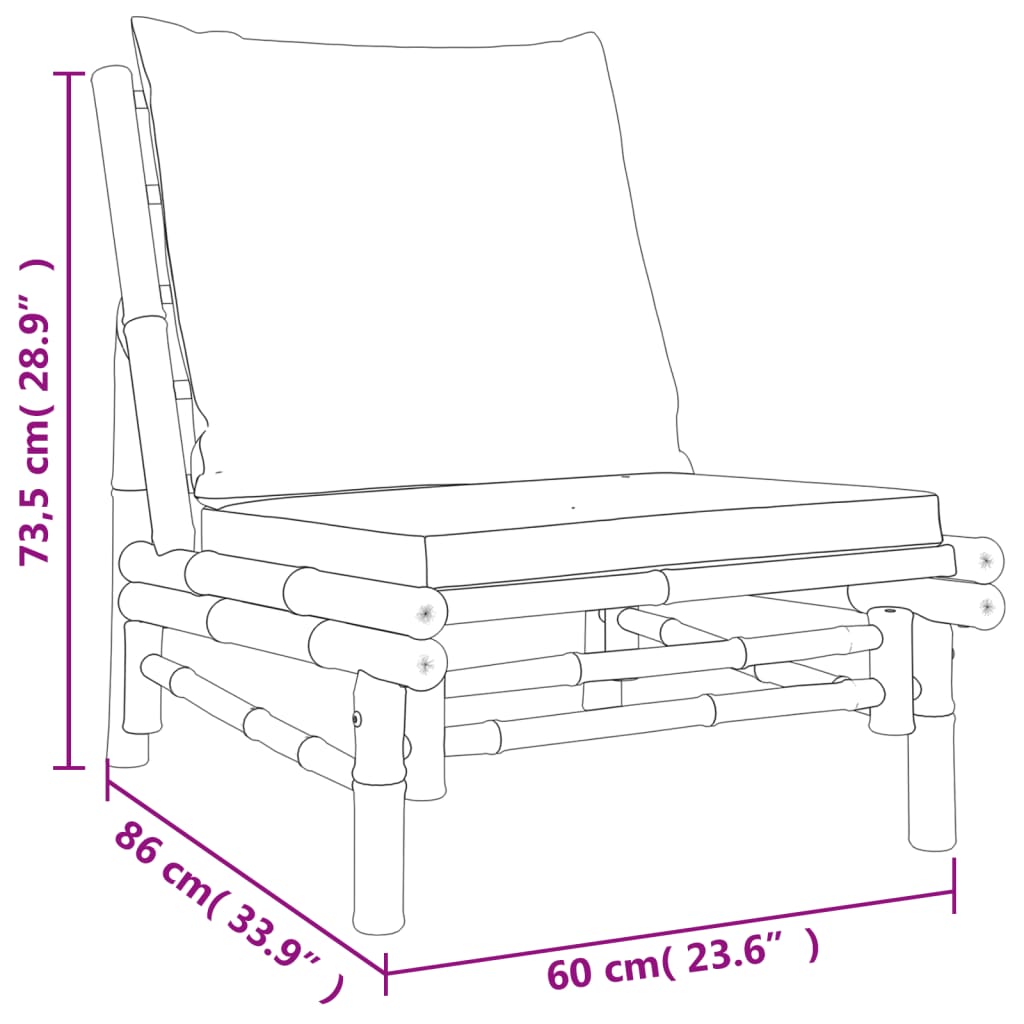 Gartenstühle 2 Stk. mit Cremeweißen Kissen Bambus