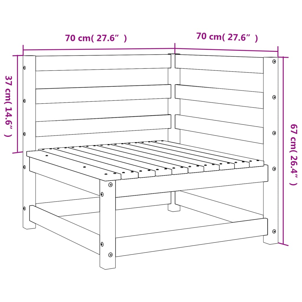 Garten-Ecksofas 2 Stk. Wachsbraun 70x70x67 cm Massivholz Kiefer