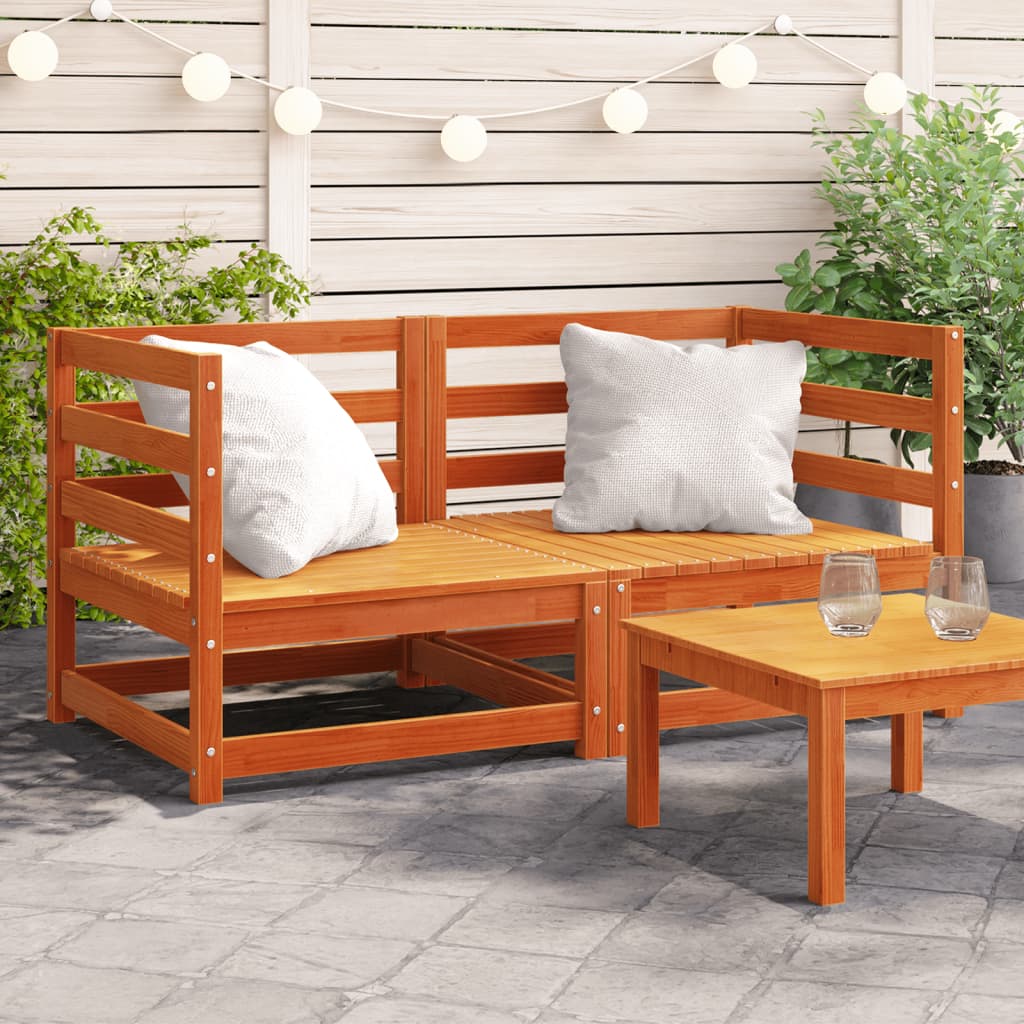 Garten-Ecksofas 2 Stk. Wachsbraun 70x70x67 cm Massivholz Kiefer