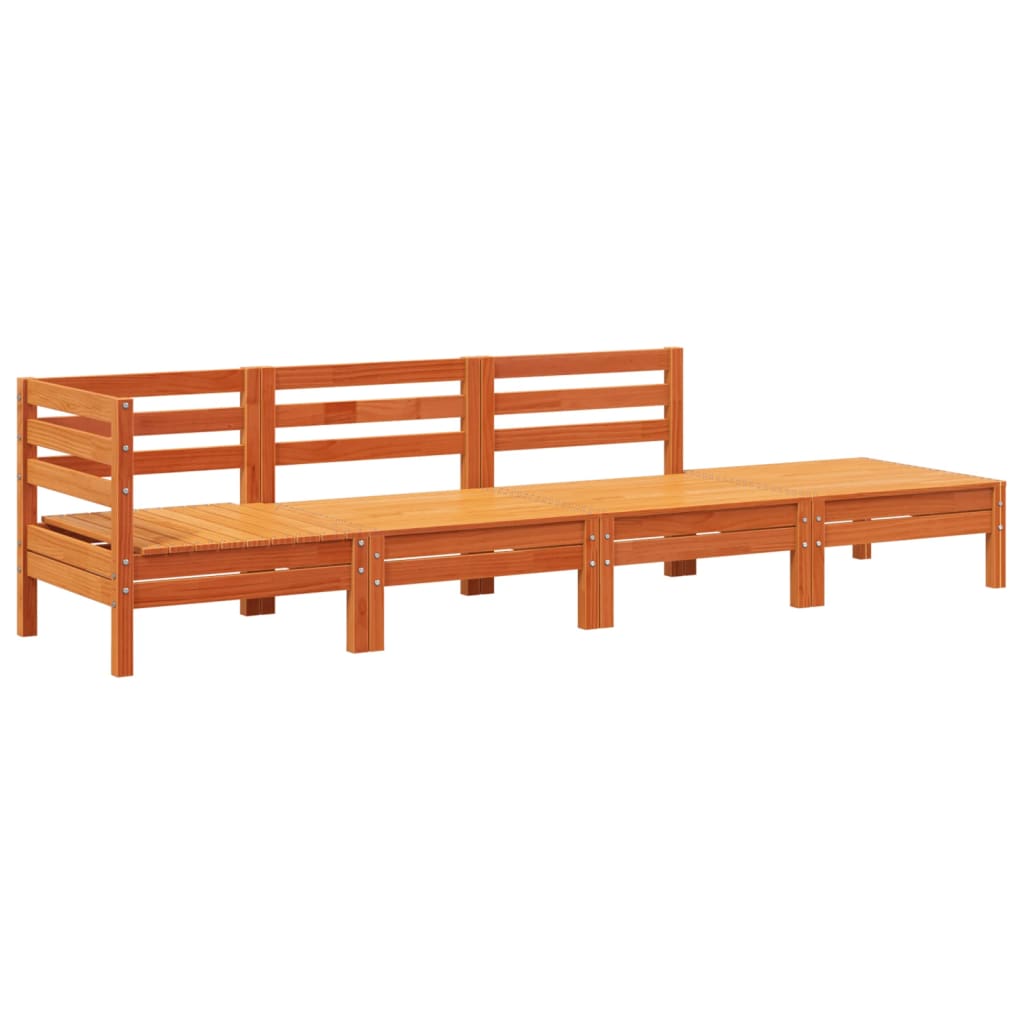 Gartensofa 4-Sitzer Wachsbraun Massivholz Kiefer