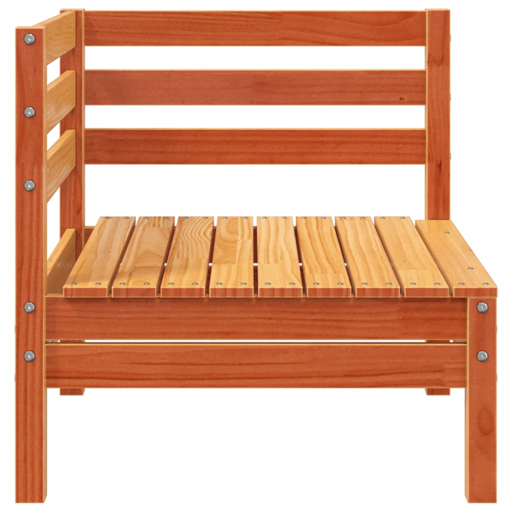 Gartensofa 3-Sitzer mit Hocker Wachsbraun Massivholz Kiefer