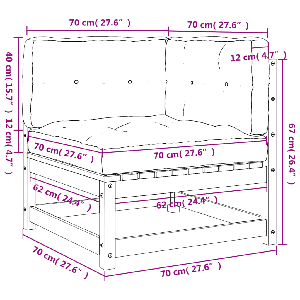 Garten-Ecksofas mit Kissen 2 Stk. Massivholz Kiefer