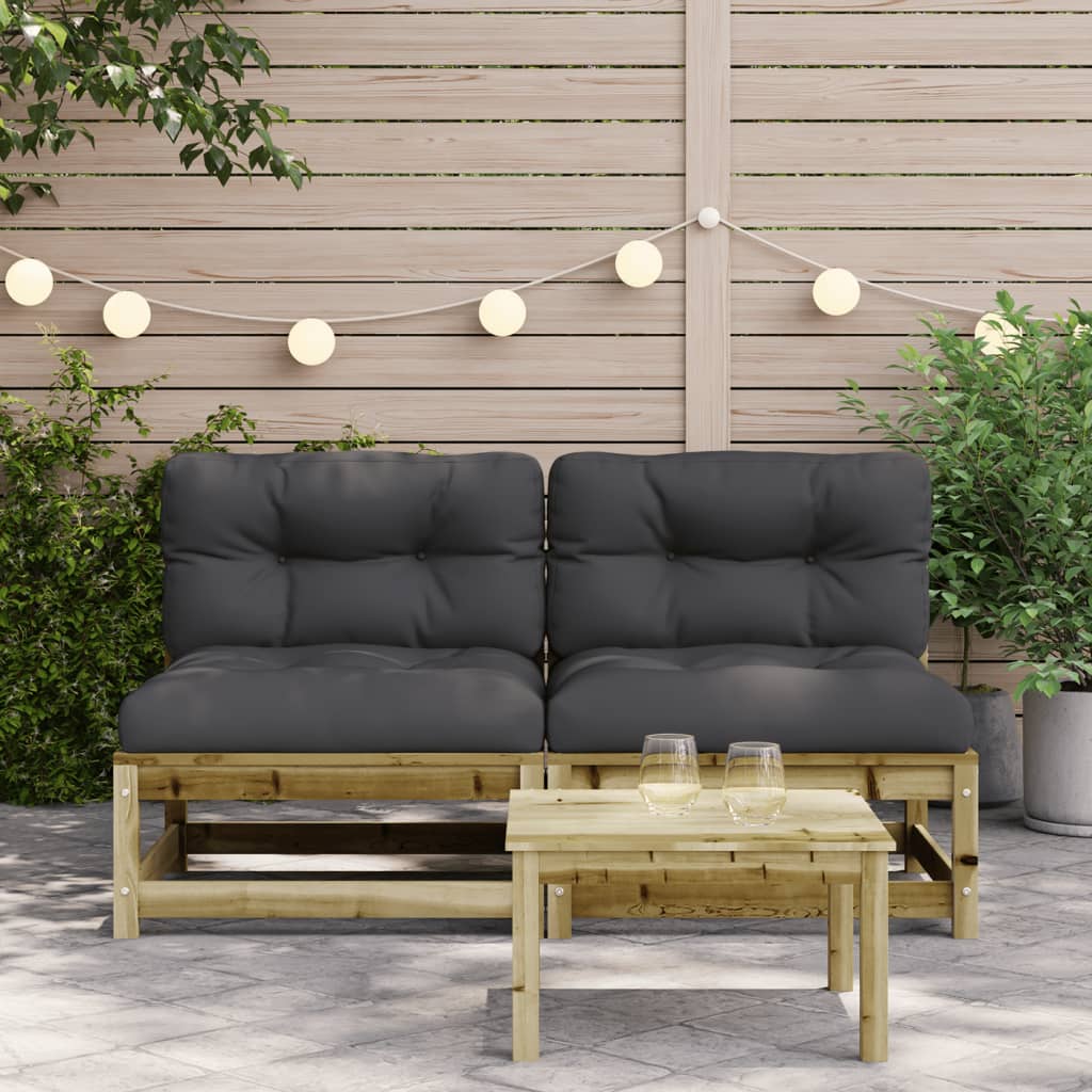 Gartensofas ohne Armlehnen mit Kissen 2 Stk. Kiefernholz