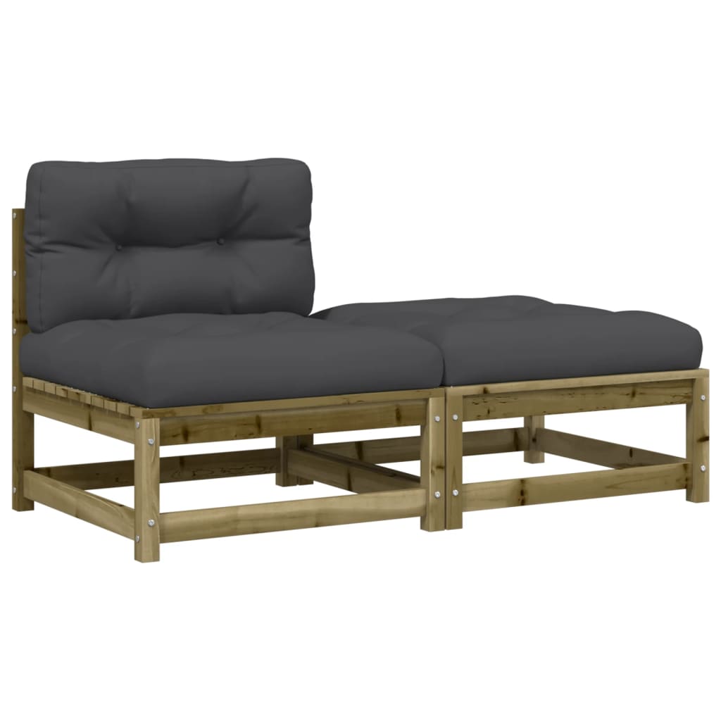 Gartensofa ohne Armlehnen mit Kissen und Hocker