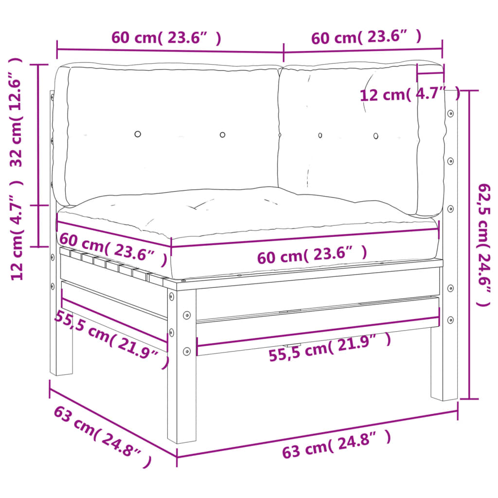 Garten-Ecksofa mit Kissen 2 Stk. Massivholz Douglasie