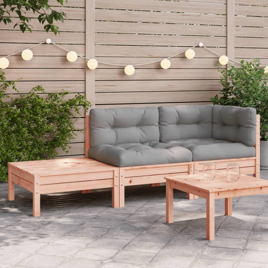 Gartensofa mit Kissen und Fußhocker Massivholz Douglasie