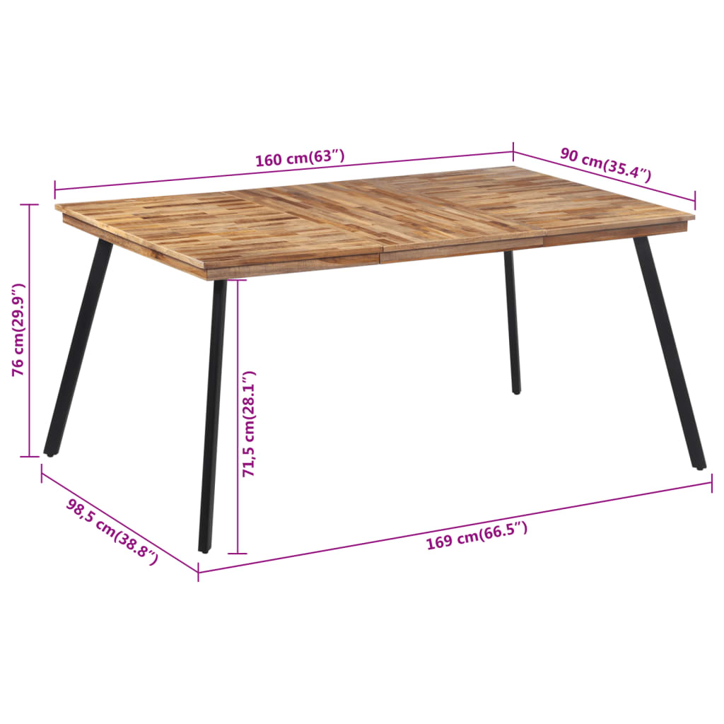 Esstisch 169x98,5x76 cm Massivholz Teak