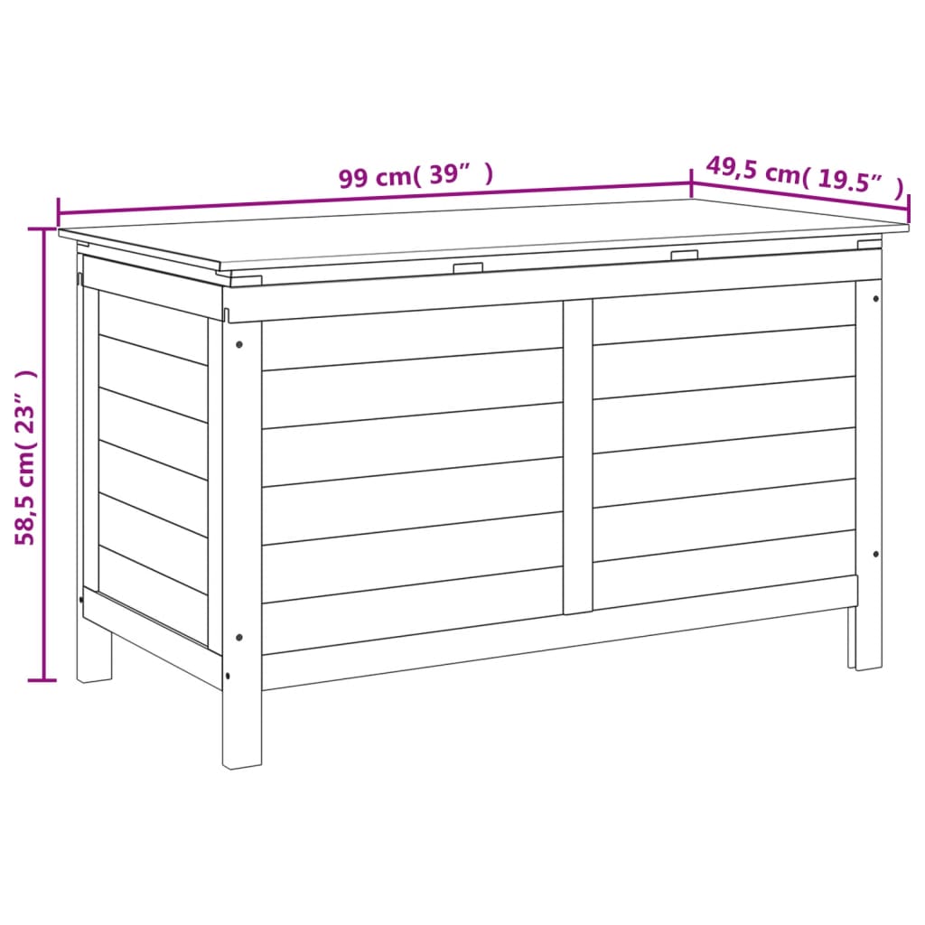 Gartentruhe Anthrazit 99x49,5x58,5 cm Massivholz Tanne