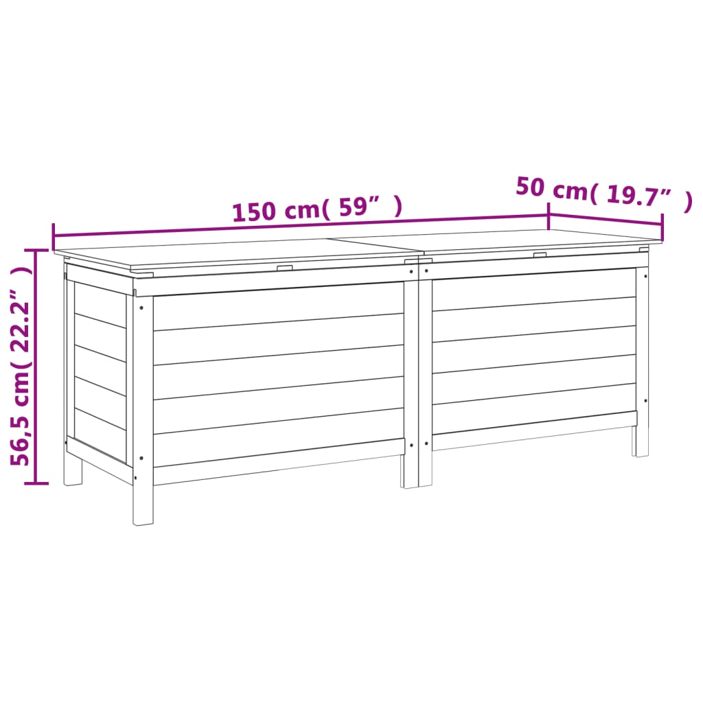 Gartentruhe 150x50x56,5 cm Massivholz Tanne