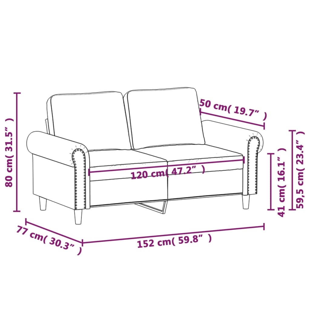 2-Sitzer-Sofa Creme 120 cm Samt