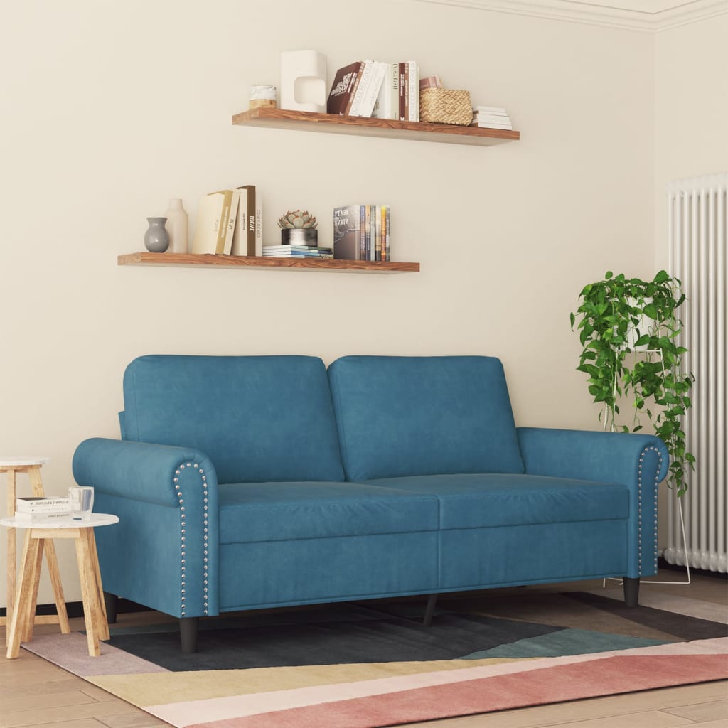 2-Sitzer-Sofa Blau 140 cm Samt