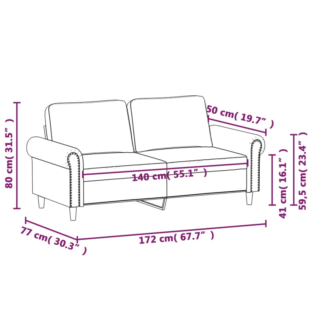 2-Sitzer-Sofa Blau 140 cm Samt