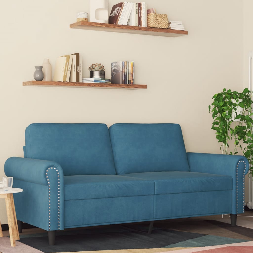 2-Sitzer-Sofa Blau 140 cm Samt