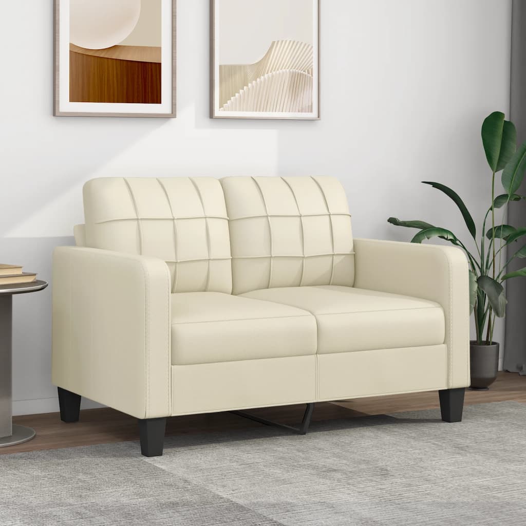 2-Sitzer-Sofa Creme 120 cm Kunstleder