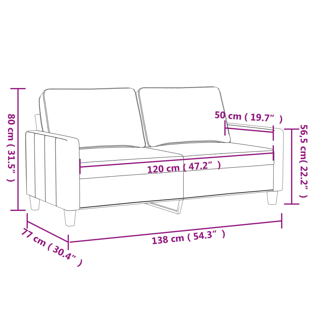 2-Sitzer-Sofa Cappuccino-Braun 120 cm Kunstleder