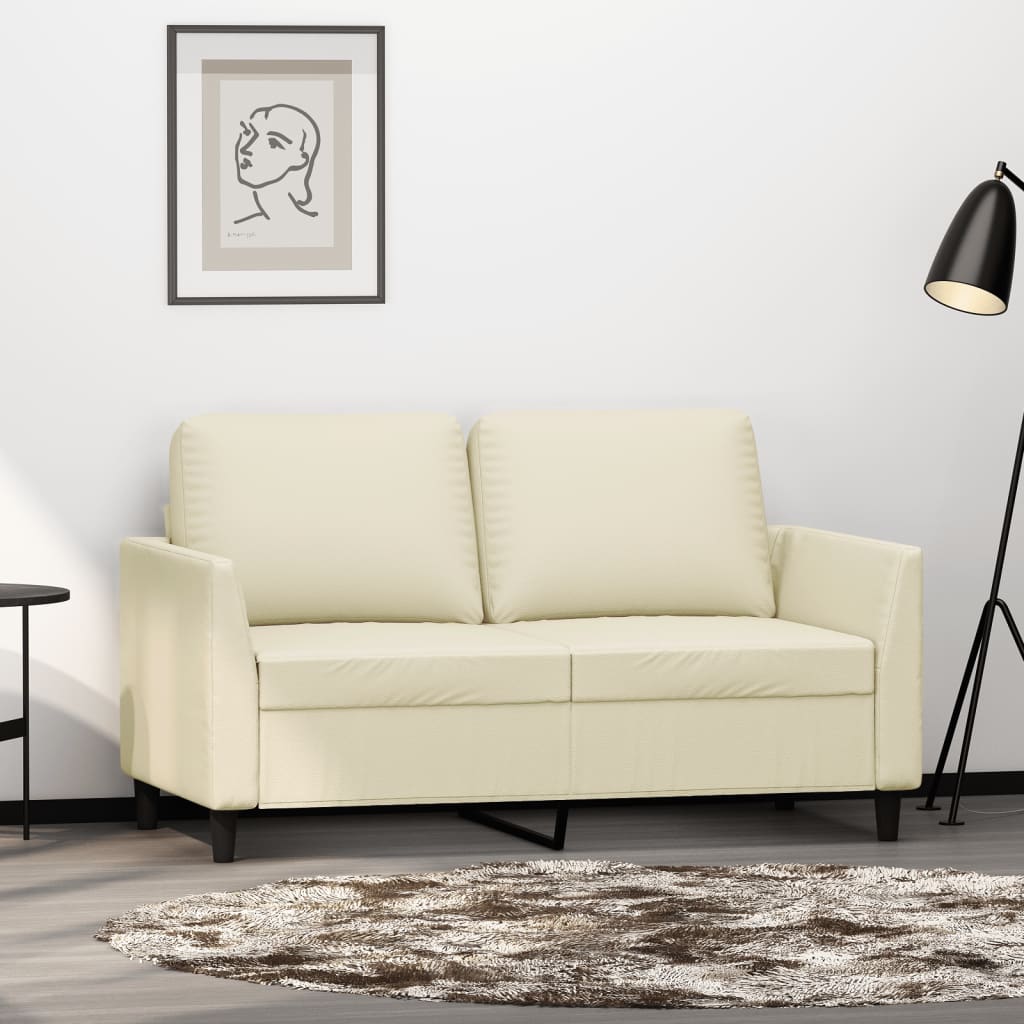 2-Sitzer-Sofa Creme 120 cm Kunstleder