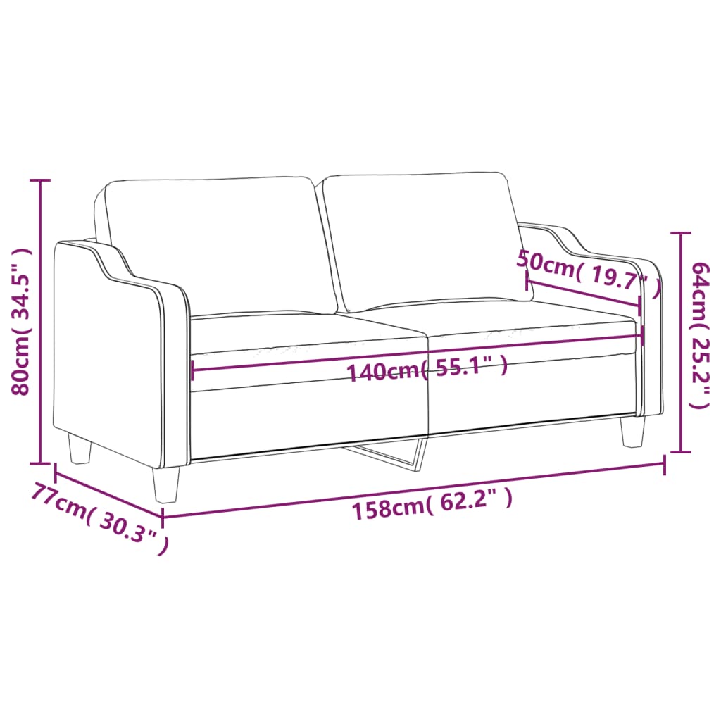 2-Sitzer-Sofa Braun 140 cm Stoff