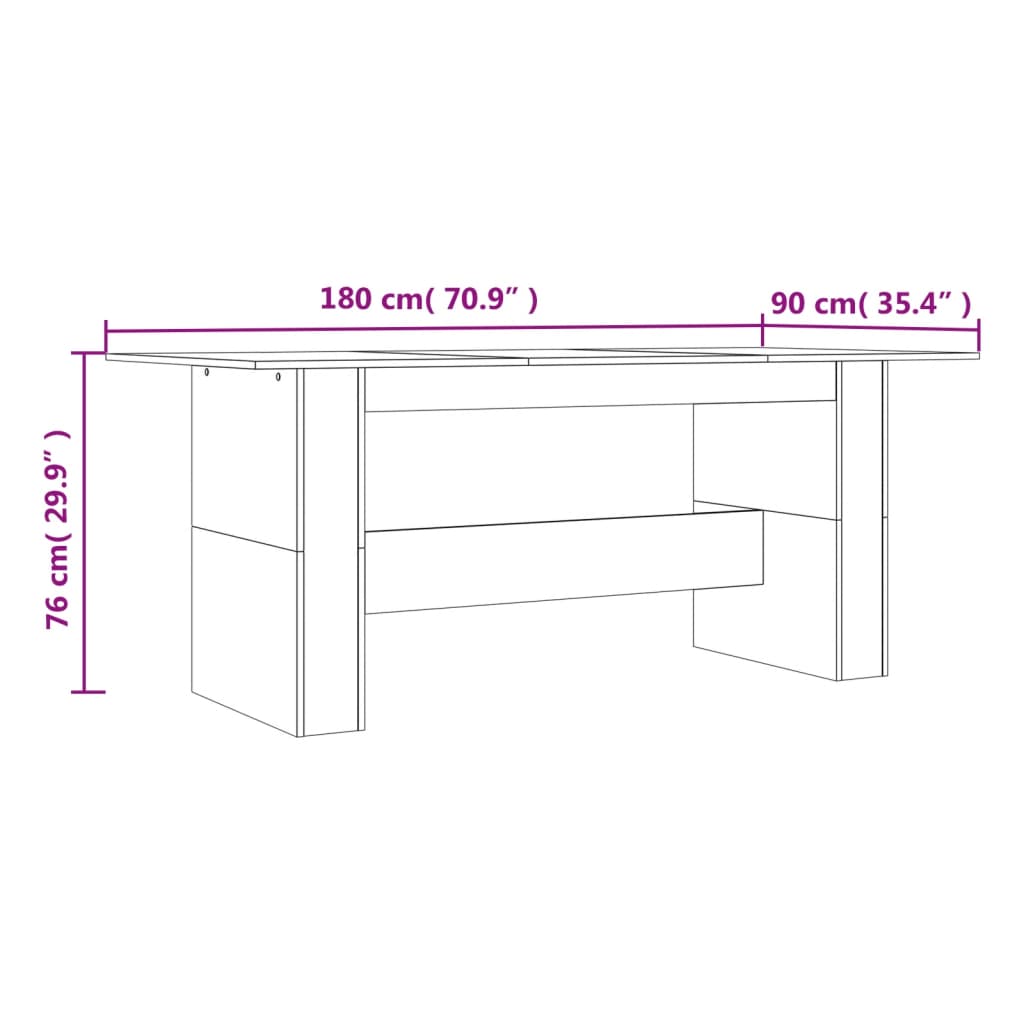 Esstisch Grau Sonoma 180x90x76 cm Holzwerkstoff