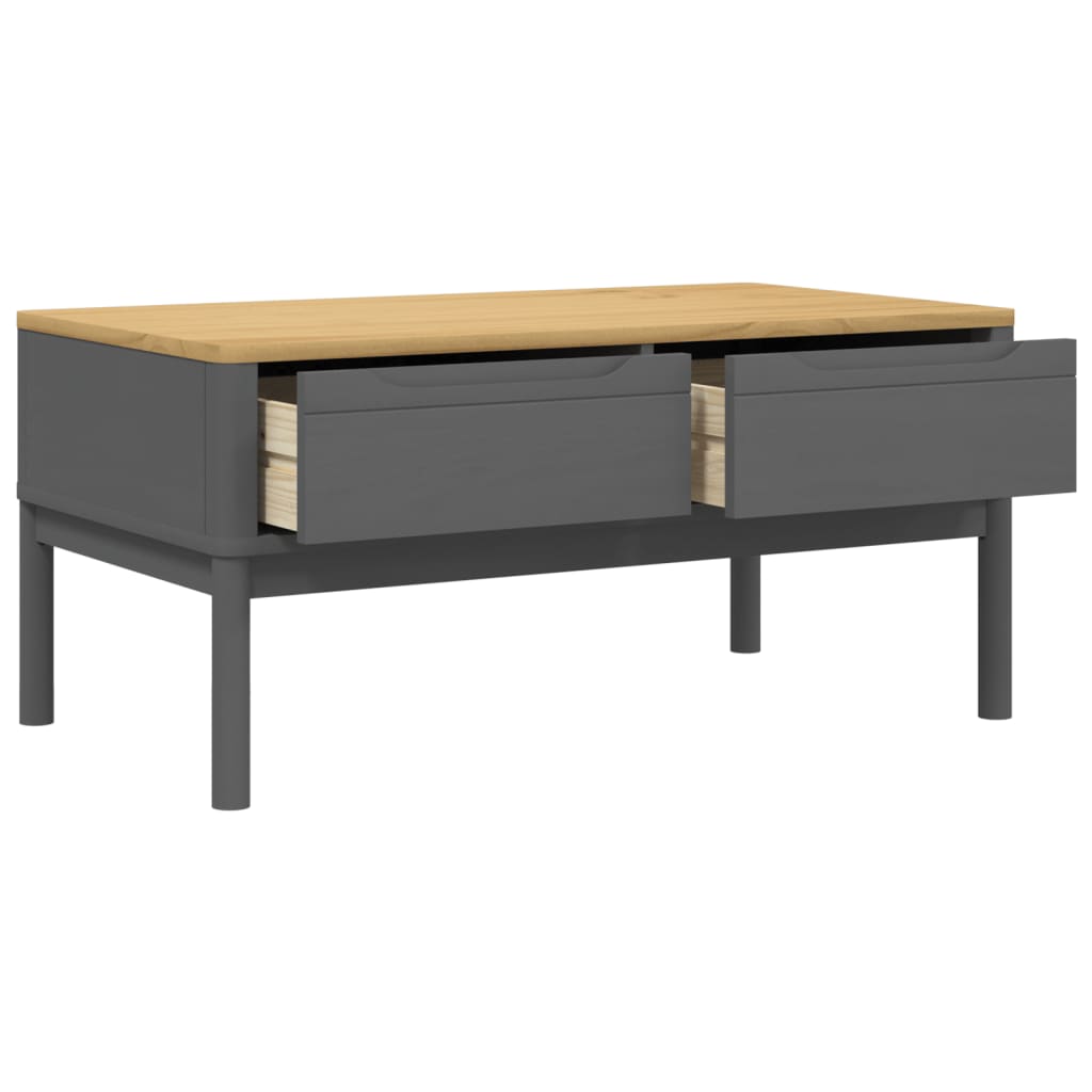 Couchtisch FLORO Grau 99x55,5x45 cm Massivholz Kiefer