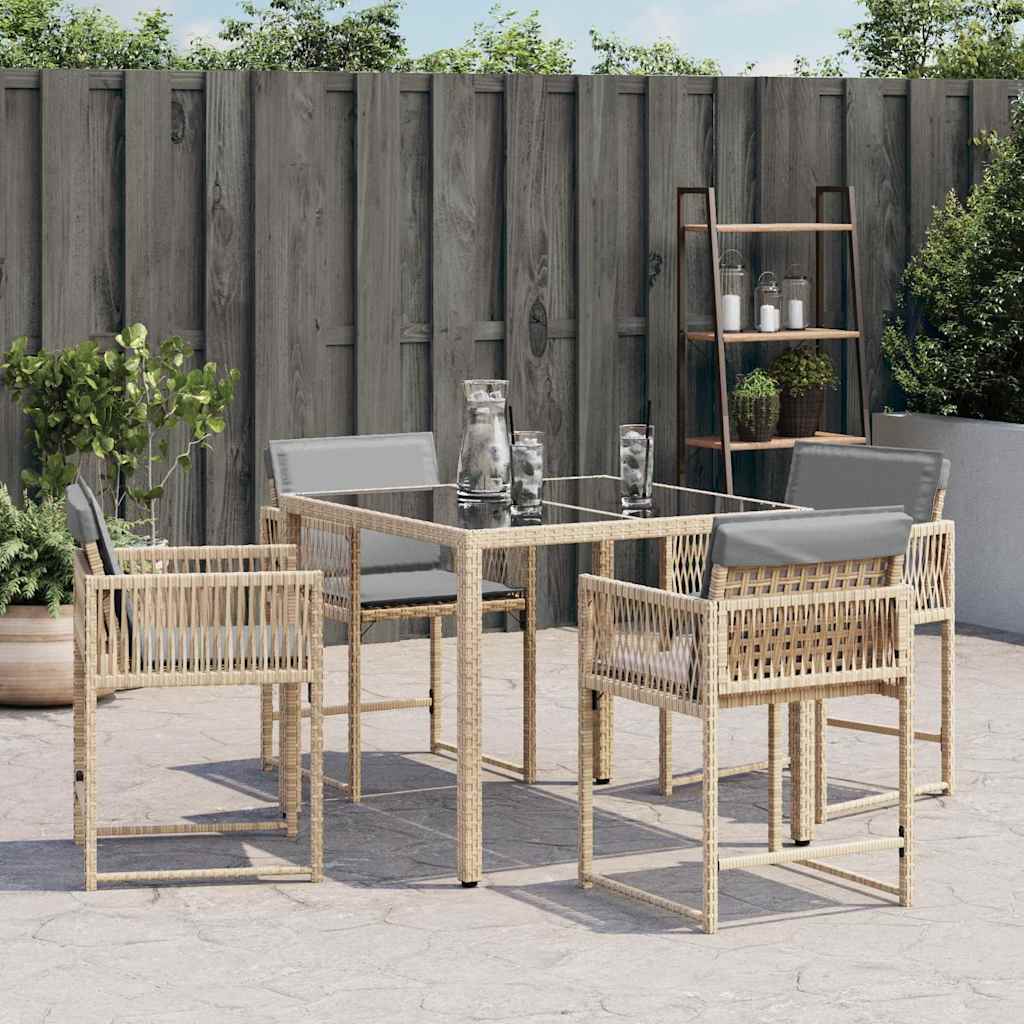 Gartenstühle mit Kissen 4 Stk. Beigemischung Poly Rattan