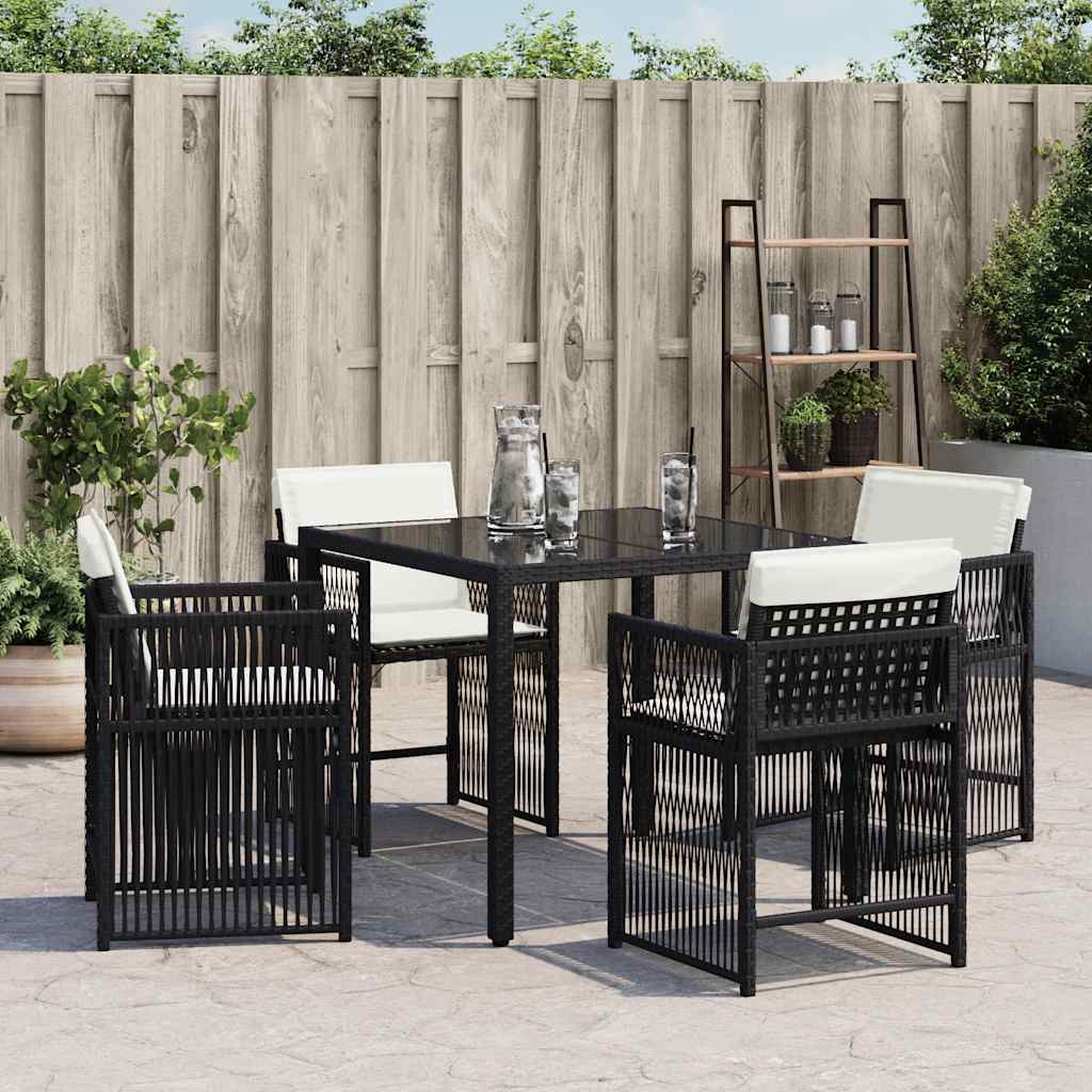 Gartenstühle mit Kissen 4 Stk. Schwarz Poly Rattan